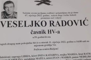 Na Viru pokopan časnik HV-a Veseljko Radović, suborci mu ispunili posljednju želju