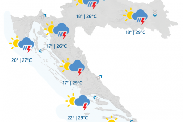 Nestabilno vrijeme: Kiša, pljuskovi i grmljavina pogađaju unutrašnjost i sjeverni Jadran, dok Dalmacija uživa u suncu