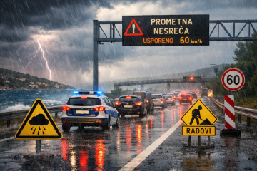 Nestabilno vrijeme danas i sutra: Kiša, pljuskovi i otežani uvjeti na cestama diljem Hrvatske