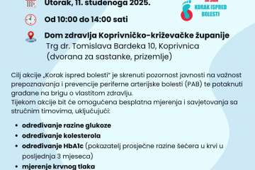 Javnozdravstvena akcija „Korak ispred bolesti“ u Koprivnici: besplatni pregledi za građane