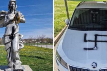 Vandalizam u župnome dvorištu: oskvrnut Gospin kip i išarani automobili